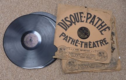 Set di 6 dischi Pathé del diametro di 50 cm, di cu
