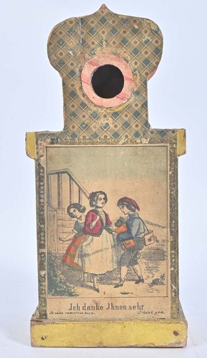 Rare tirelire d'aumône de tourneur d'orgue ambulan