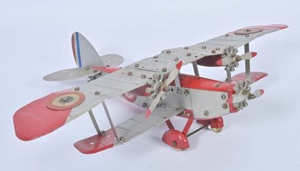 Meccano, modellino di aereo biplano trimotore
in l