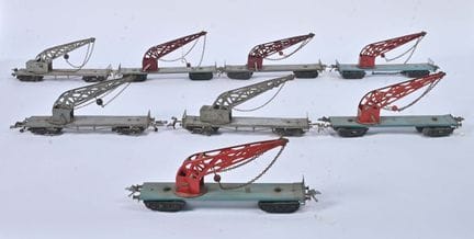 L.R., acht Kranwagen 
mit Drehgestellen (24 cm), V