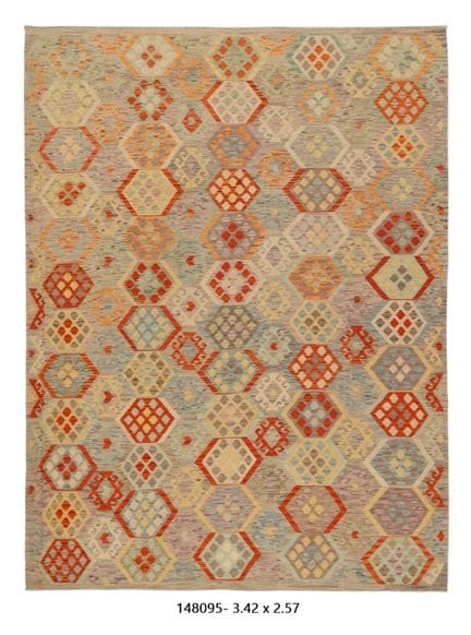 Tapis Kilim Afghan en laine fait main
342 x 257 cm