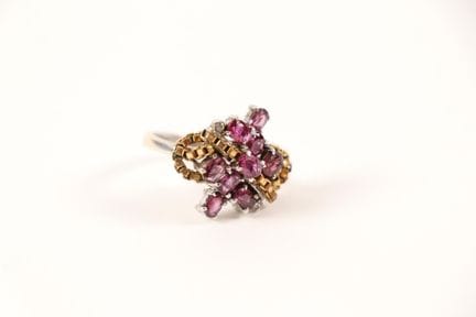 "Interlaced" ring in platinum (950), 18K yellow go