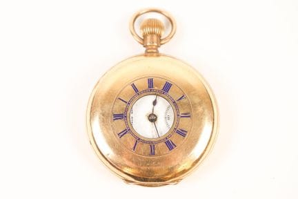 AMERICAN WATCH COMPANY
马萨诸塞州沃尔瑟姆
18K（750）金怀表，双金表壳

