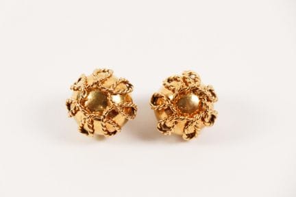 Pair of 18K yellow gold (750) ear clips adorned wi