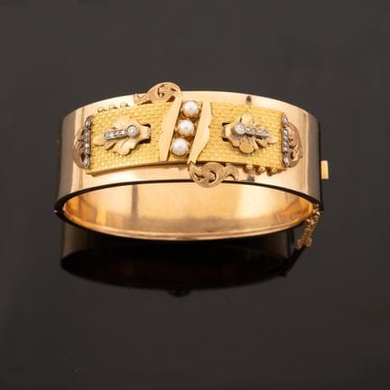 Wide, rigid cuff bracelet in 18K yellow gold (750)