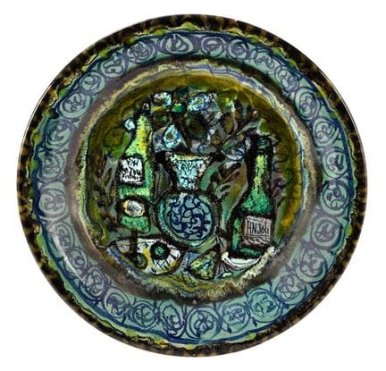 保罗·伊万（1919-2007）
安茹葡萄酒
多色釉彩陶盘
凯拉卢克（Keraluc）坎佩尔工厂，1