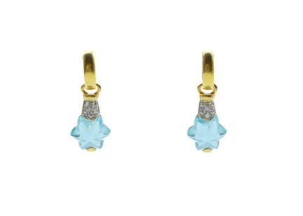 Par de pendientes de oro amarillo (750) con colgan