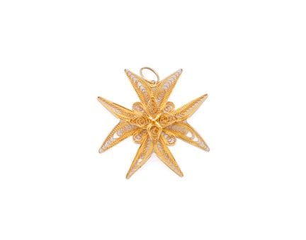 Cruz de Malta de oro amarillo (750) con filigrana,