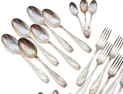 6 couverts de table et 6 petites cuillères en arge