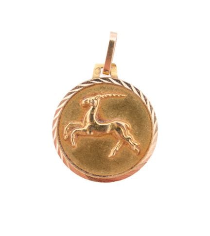 Medalla del Capricornio de oro amarillo (750), sin