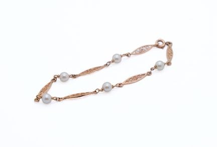 Pulsera de oro con filigrana (750) intercalada con