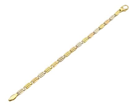 Pulsera de tres oros (750) con eslabones articulad