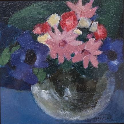 让尼克·拉达尔（1933-2020）
《带花花瓶的静物》
纸本油画，右下角有签名
14 x 14 厘
