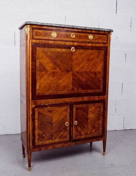 Folding-top secretary desk in rosewood and amarant
