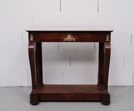 Mahogany and veneer console table with a single dr