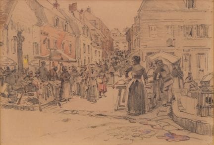 Francis GARAT (1853-1914)
Scena di mercato
Matita 