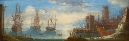 奥拉齐奥·格雷文布罗克（1670—1743）
地中海港口中的船只
铜版画
高度：8 厘米
宽度：23