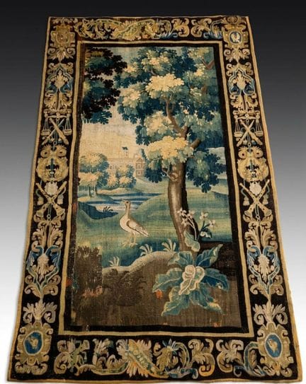 AUBUSSON: Tapisserie en laine dite «Verdure» à déc
