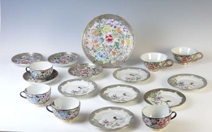 CHINA—circa 1900: a set of six cups, four saucers,
