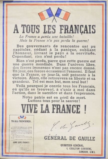 «A todos los franceses». Cartel del llamamiento de