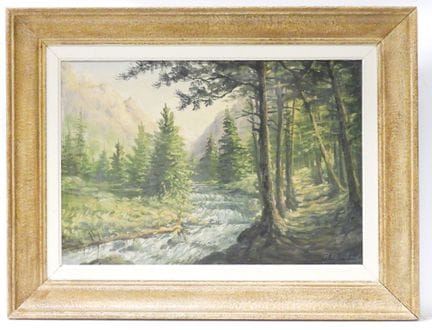 R. LAMBERT (siglo XX). Paisaje boscoso junto al rí
