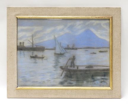El puerto. Pastel. Rastro de firma en la parte inf