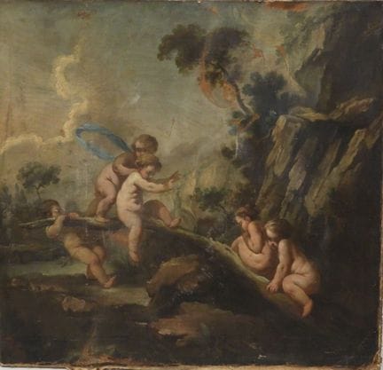Escuela del siglo XVIII. «Los Amores». Importante 