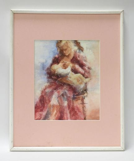 L. SEREPEL (siglo XX): Maternidad. Óleo sobre pape