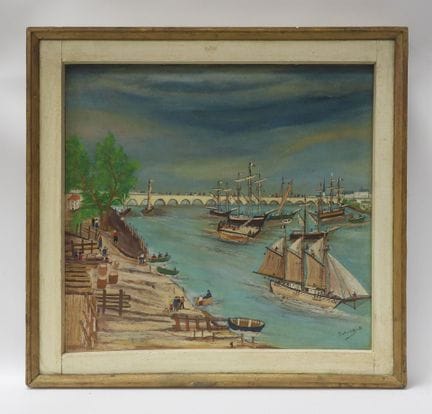 M. SUTOUR (XXe). Quai de Loire Orléanais. Huile su