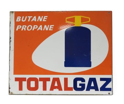 TOTALGAZ. Cartel publicitario de chapa esmaltada a