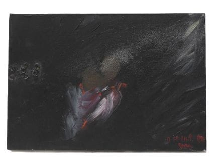 Abstracción sombría. Lienzo. Firma por descifrar e