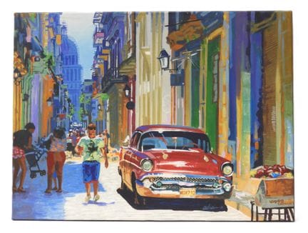 ADRIEN (XXe). Rue de Cuba. Toile. Signé et daté 17