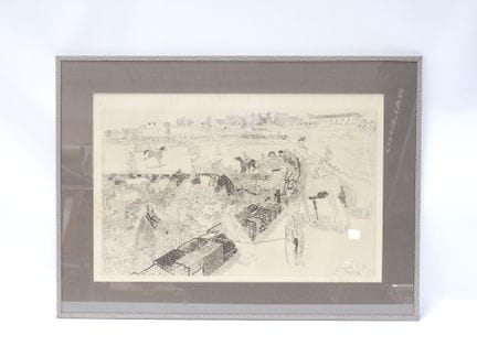 Anthony Gross (1905-1984). El hipódromo. Grabado. 