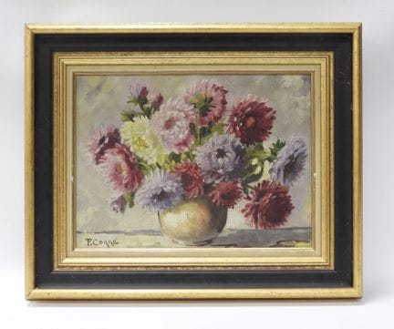 P. CORRE (XX). Naturaleza muerta con flores. Óleo 