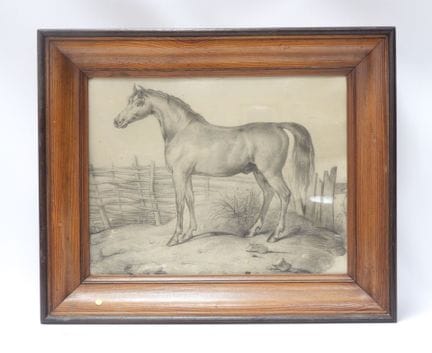 El caballo. Dibujo. Rastro de firma en la parte in