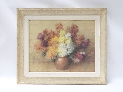 René DURELLE (1872-1954). Ramo de flores. Acuarela