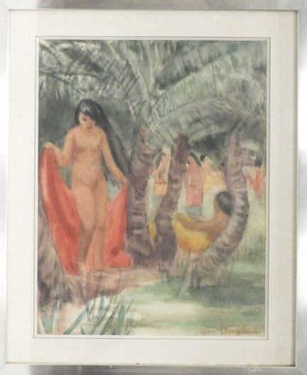 Las tahitianas. Acuarela. Firmada «VAN DERYKAMA?» 