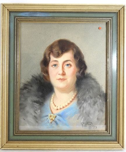 René PEAN (1875-1955): Portrait de femme au collie