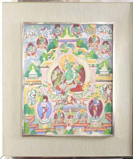 TÍBET o NEPAL. Thangka que representa a Tara Verde