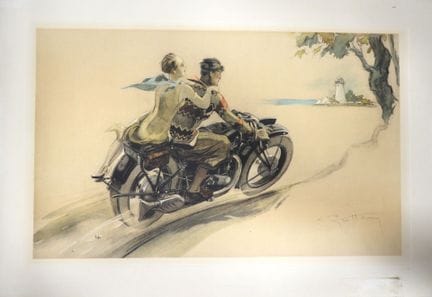 Géo HAM (1900-1972). Motociclista. Litografía. En 
