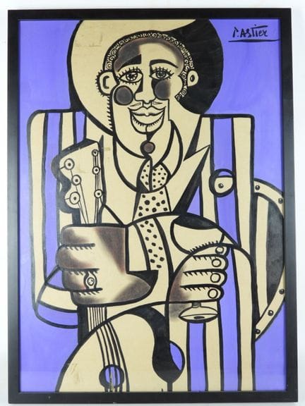 Pascal ASTIER (Né en 1962) : Jazzman. Huile sur pa