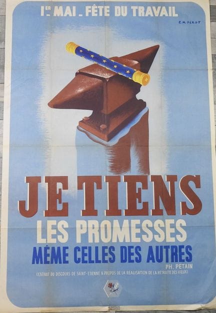 CARTELES. PROPAGANDA DE VICHY. «1 de mayo, Día del