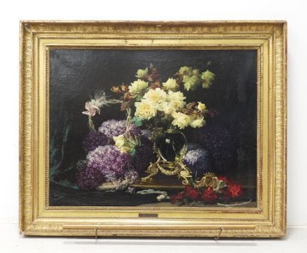 Eugène BIDAU (1839-1899): Naturaleza muerta con fl