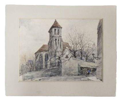 Georges ROY (siglo XX). Vista de una iglesia paris