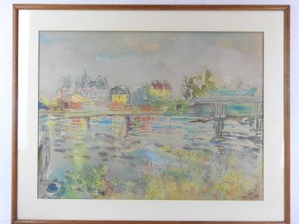 Jean GILIS (1914-1986) : Maisons Laffitte. Aquarel