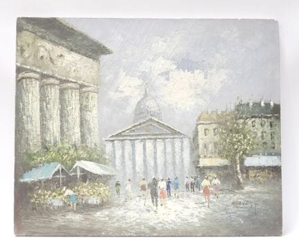 BURNETT (siglo XX). Plaza de la Madeleine. Óleo so