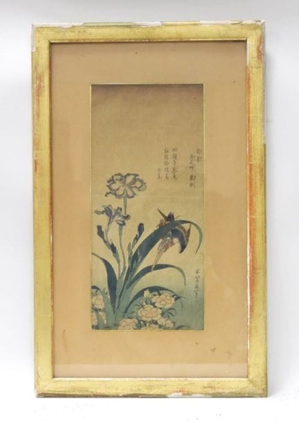 Katsushika Hokusai, según. Milano, clavel e iris. 