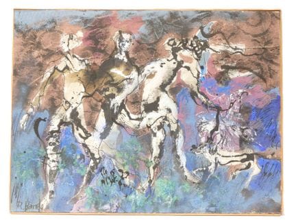 Robert HANES (1920-1998). Les danseuses. Panneau. 