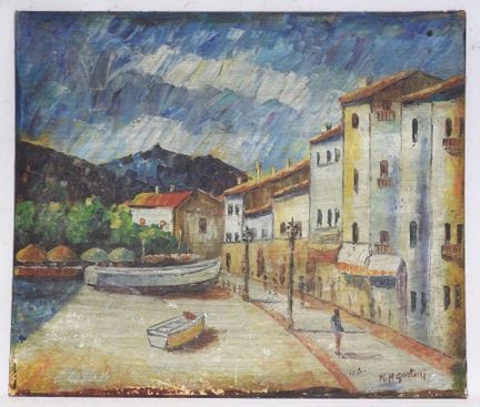 Vista de un puerto del sur de Francia. Óleo sobre 