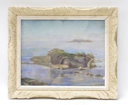HELBLING (siglo XX). Costa y rocas. Pastel. Firmad